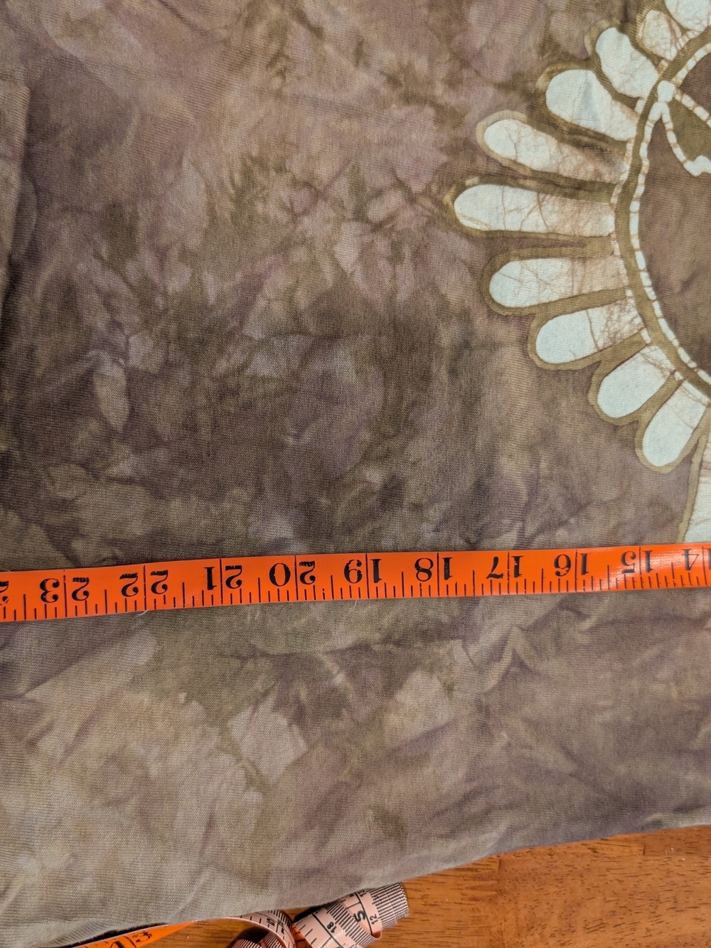Brown Tie-Dye Grateful Dead Hand Painted Batik V Neck Top - Brown & Cream Small - Picture 9 of 11
